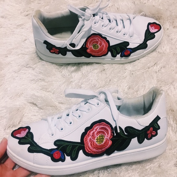 embroidered tennis shoes